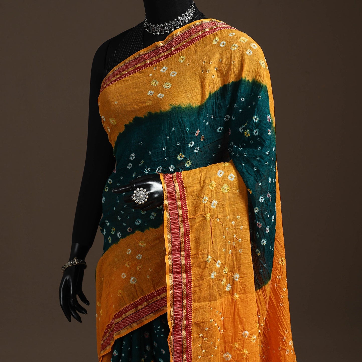 Kutch tie-dye cotton bandhani saree with blouse piece 36