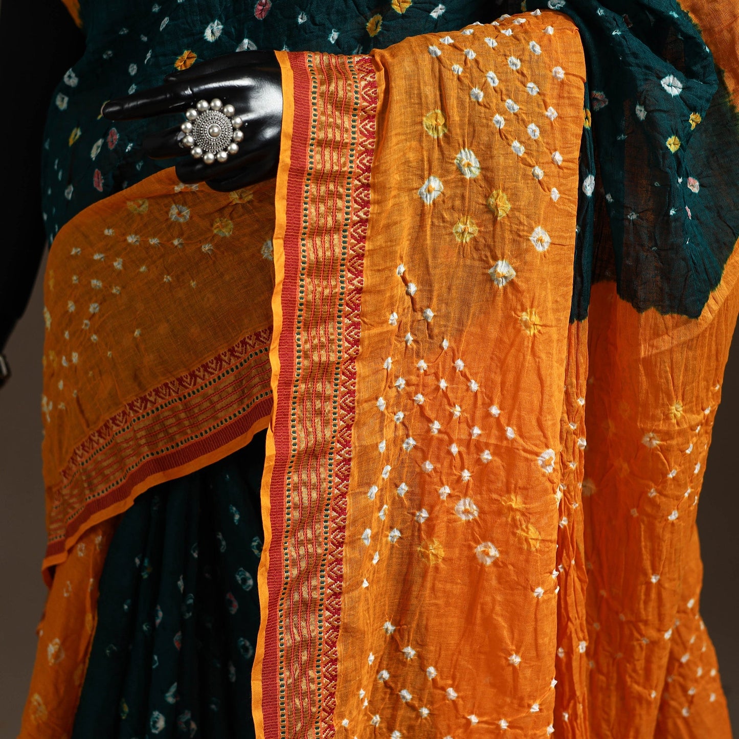 Kutch tie-dye cotton bandhani saree with blouse piece 46
