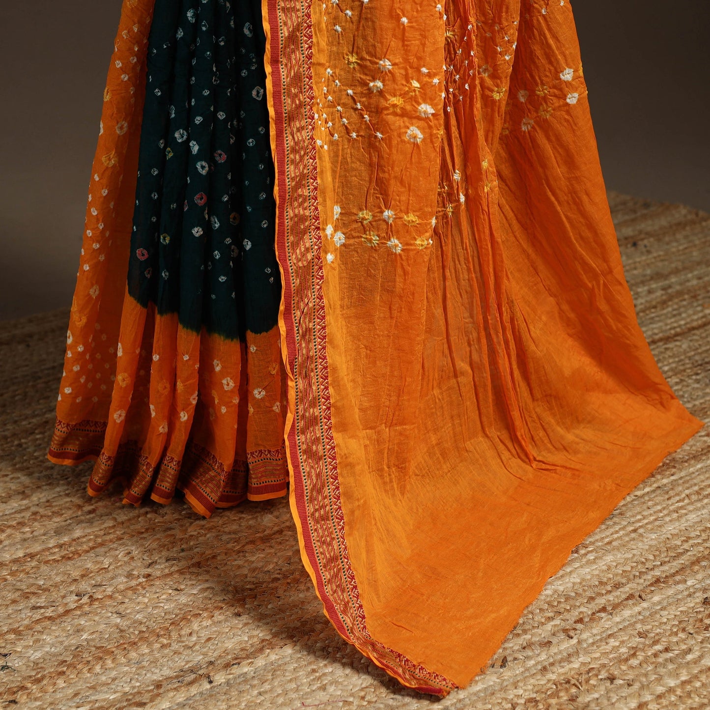 Kutch tie-dye cotton bandhani saree with blouse piece 46