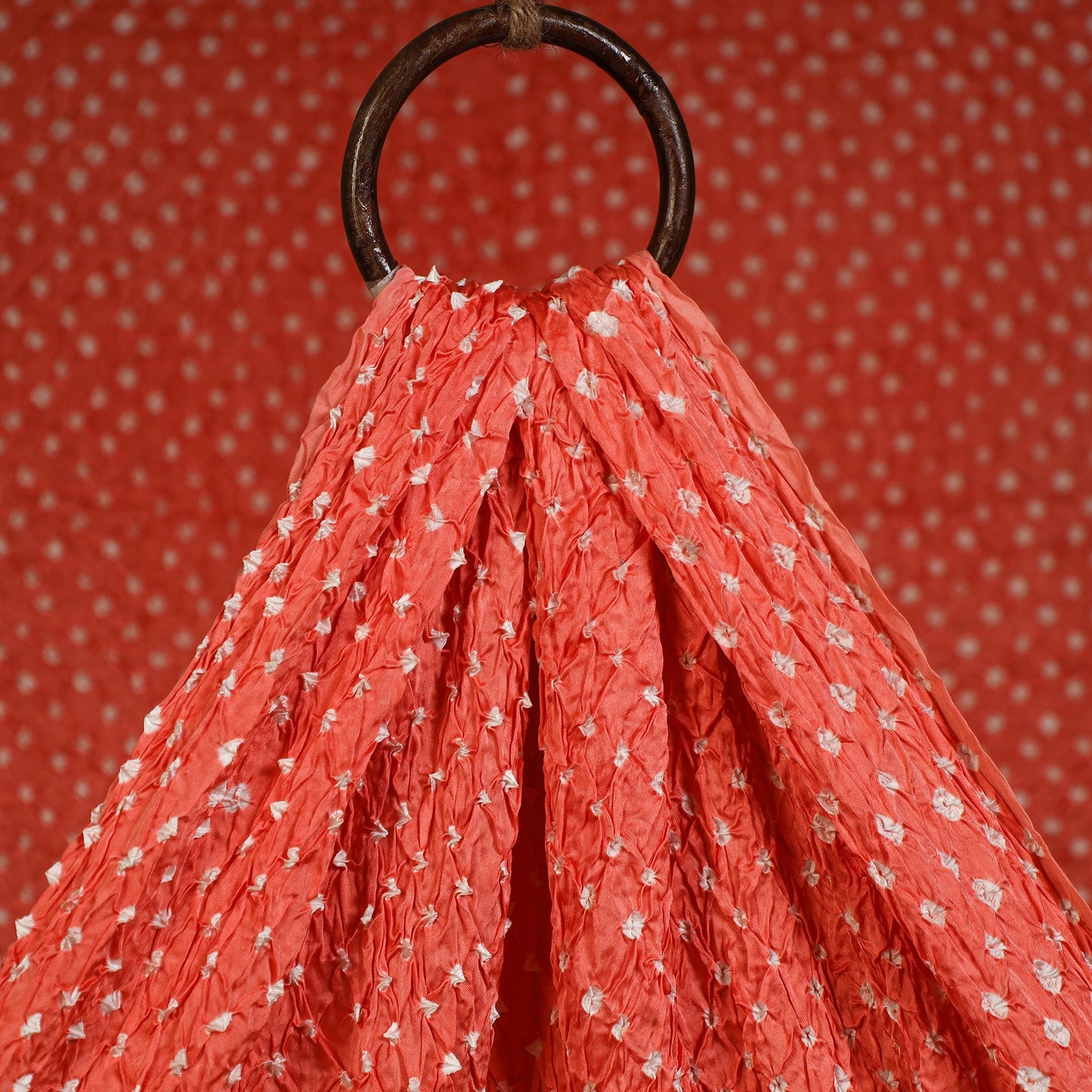 Orange - kutch tie-dye modal silk bandhani fabric 12