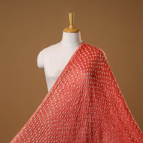 Orange - kutch tie-dye modal silk bandhani fabric 12