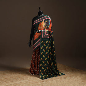 Orange - kutch tie-dye modal silk pichwai printing bandhani