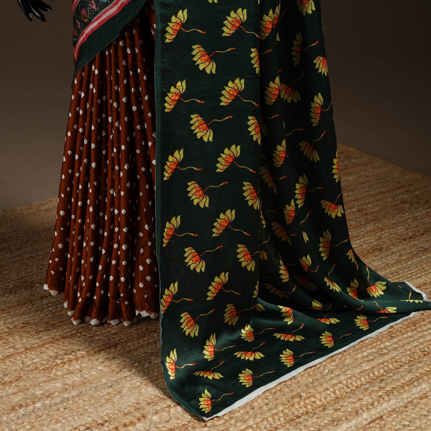 Orange - kutch tie-dye modal silk pichwai printing bandhani