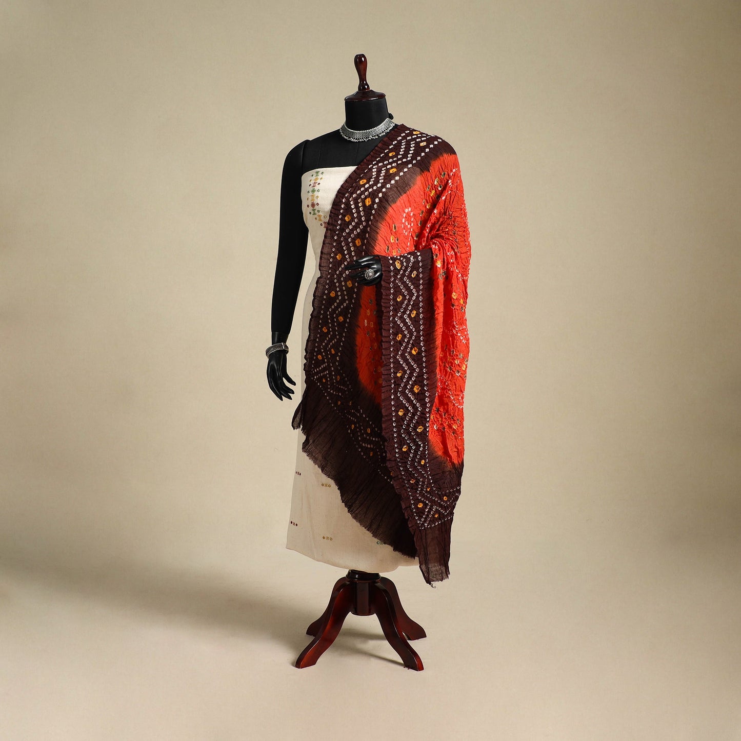 Orange - kutch tie-dye mul cotton bandhani dupatta 88