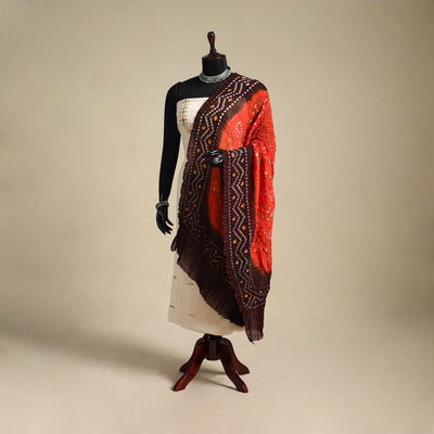 Orange - kutch tie-dye mul cotton bandhani dupatta 88