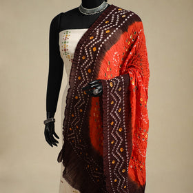 Orange - kutch tie-dye mul cotton bandhani dupatta 88