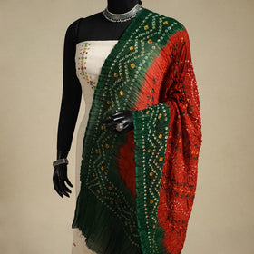 Orange - kutch tie-dye mul cotton bandhani dupatta 91