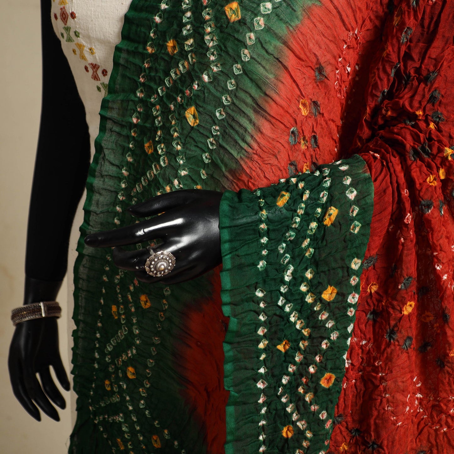 Orange - kutch tie-dye mul cotton bandhani dupatta 91