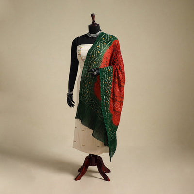 Orange - kutch tie-dye mul cotton bandhani dupatta 91