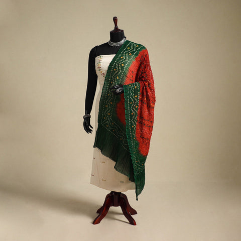 Orange - kutch tie-dye mul cotton bandhani dupatta 91