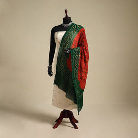 Orange - kutch tie-dye mul cotton bandhani dupatta 91