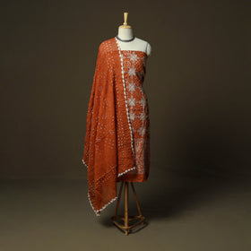 Kutch tie-dye satin cotton bandhani 3pc unstitched dress