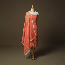 Kutch tie-dye satin cotton bandhani 3pc unstitched dress