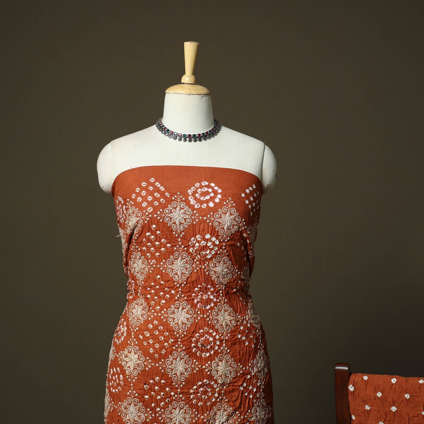 Kutch tie-dye satin cotton bandhani 3pc unstitched dress