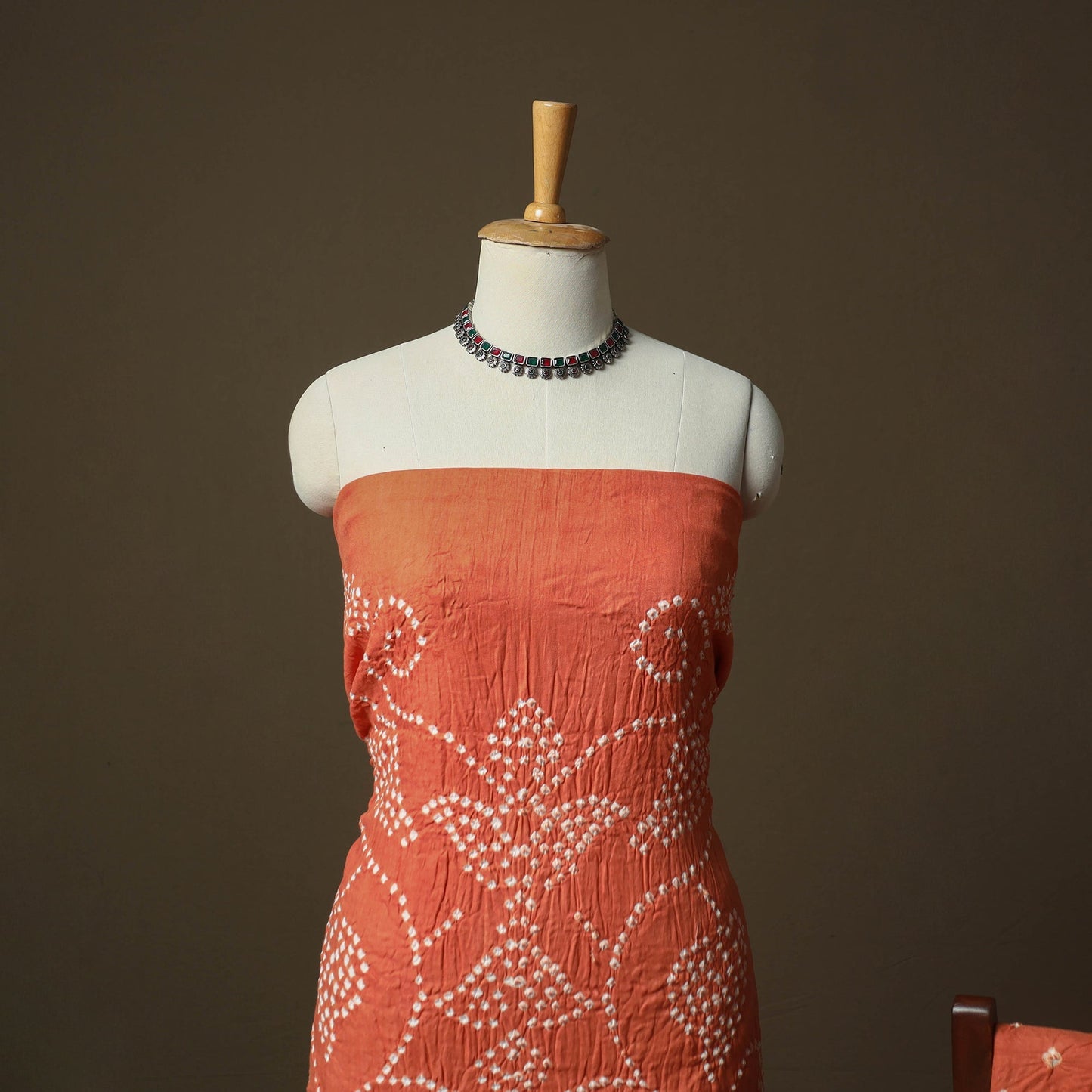 Kutch tie-dye satin cotton bandhani 3pc unstitched dress