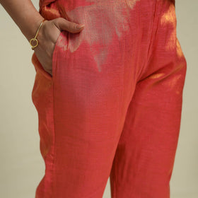 Orange Lace Work Fine Tissue Zari Plain Anarkali Kurta Set for Women