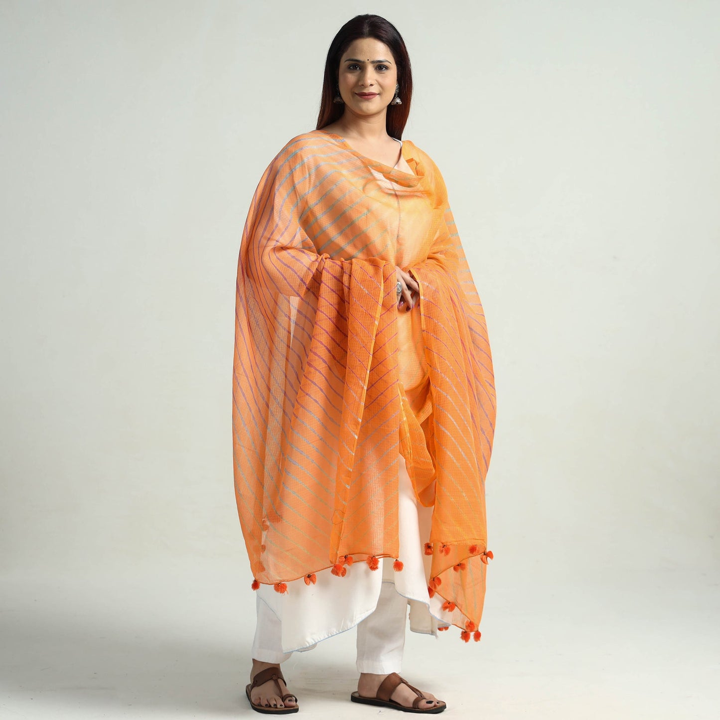 Buy Leheriya Tie-Dye Kota Doria Cotton Dupatta with Tassels 72 Online at iTokri.com
