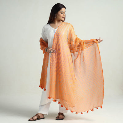 Buy Leheriya Tie-Dye Kota Doria Cotton Dupatta with Tassels 72 Online at iTokri.com