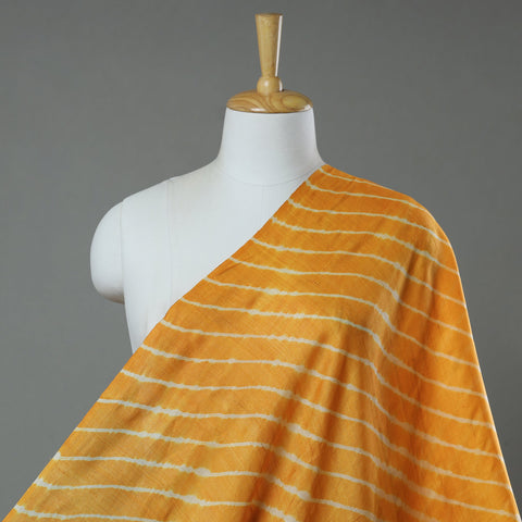 Orange Leheriya Tie-Dye Tussar Silk Handloom Fabric