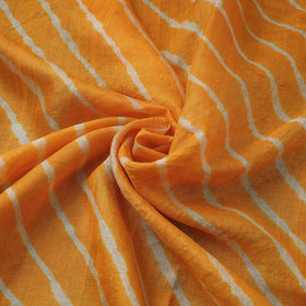 Orange Leheriya Tie-Dye Tussar Silk Handloom Fabric
