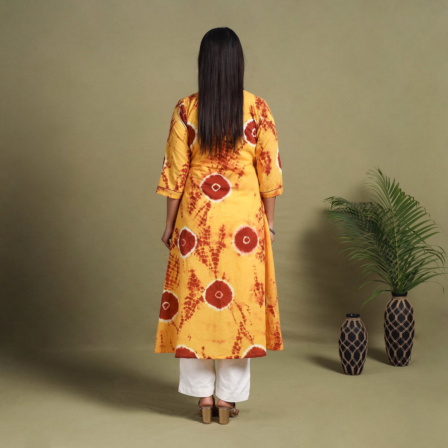 A-Line Tie & Dye Cotton Shibori Kurta for Women