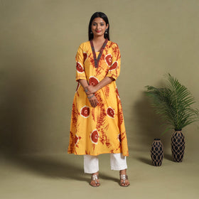 A-Line Tie & Dye Cotton Shibori Kurta for Women