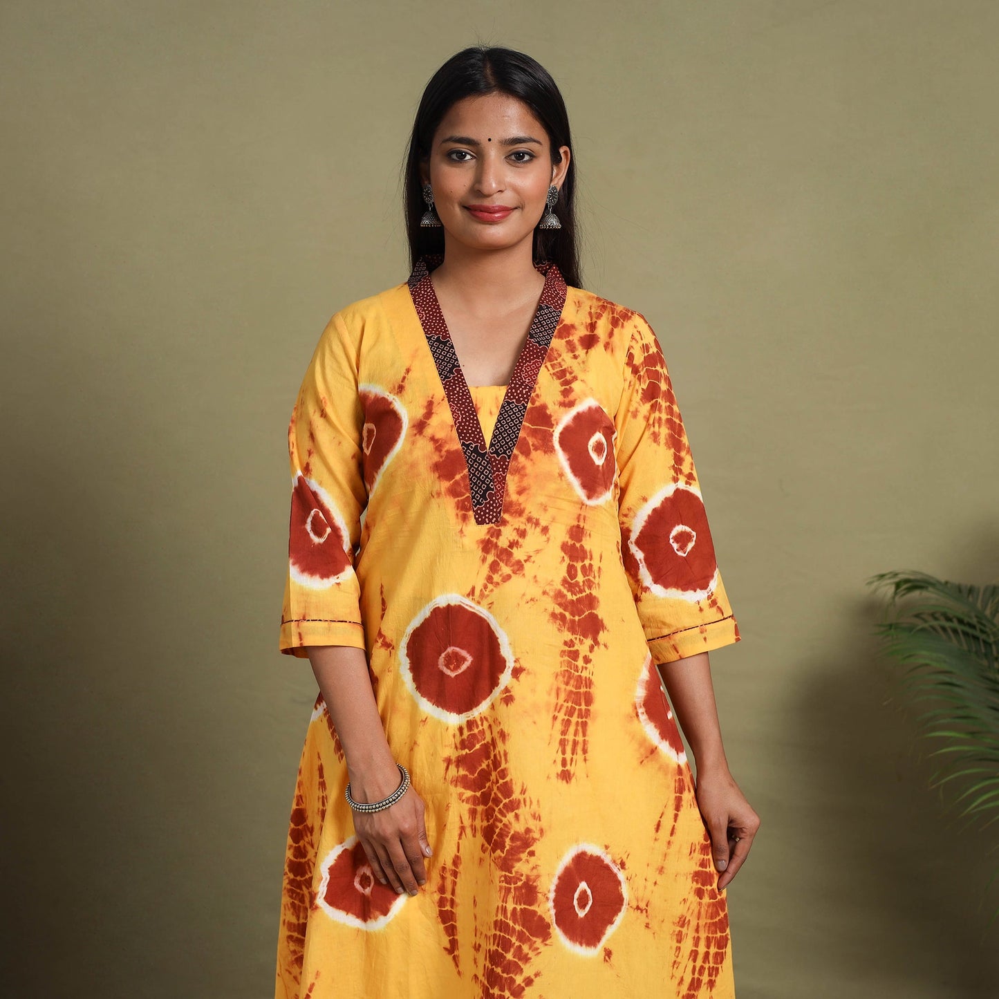 A-Line Tie & Dye Cotton Shibori Kurta for Women