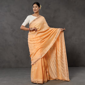 Buy Lucknow Chikankari Heavy Embroidery Chanderi Silk Saree Online l iTokri.com