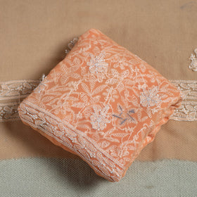 Orange - lucknowi hand embroidered chikankari georgette 3pc