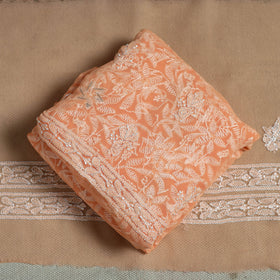 Orange - lucknowi hand embroidered chikankari georgette 3pc