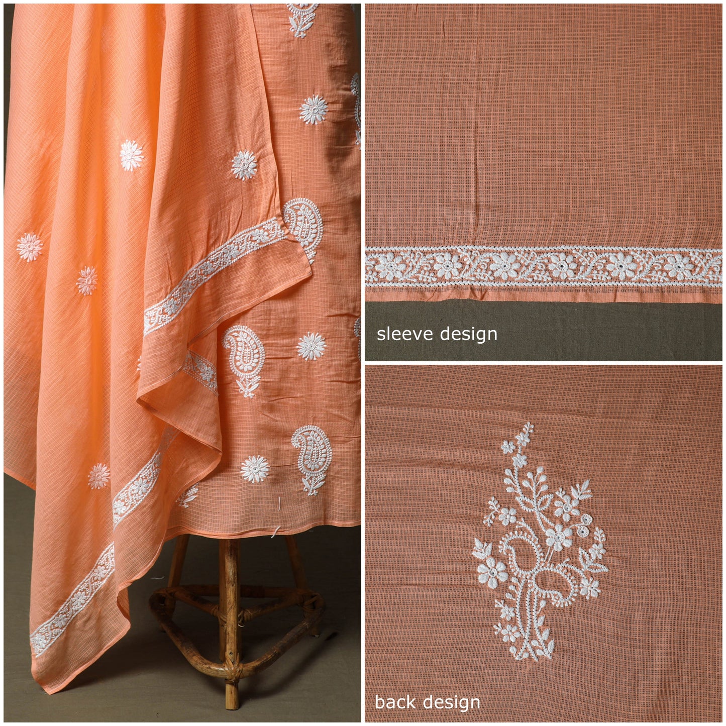 Lucknowi hand embroidered kota doria cotton chikankari 2pc