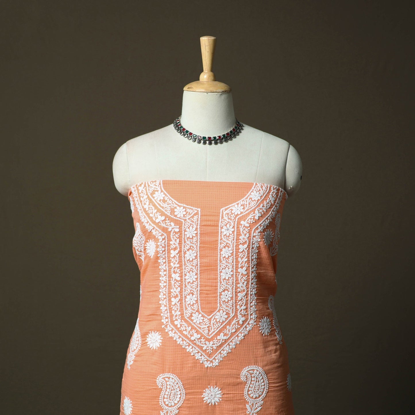 Lucknowi hand embroidered kota doria cotton chikankari 2pc