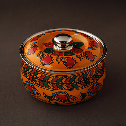  Madhubani Handpainted Stainless Steel Casserole 