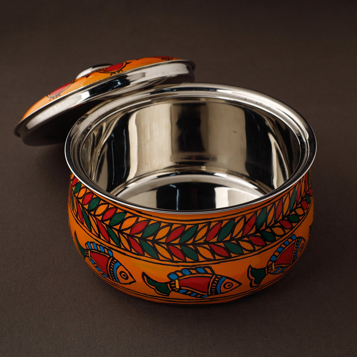  Madhubani Handpainted Stainless Steel Casserole 