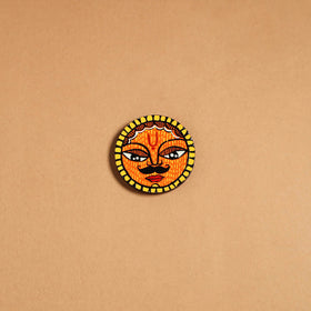 Orange - madhubani handpainted wooden fridge magnet 31