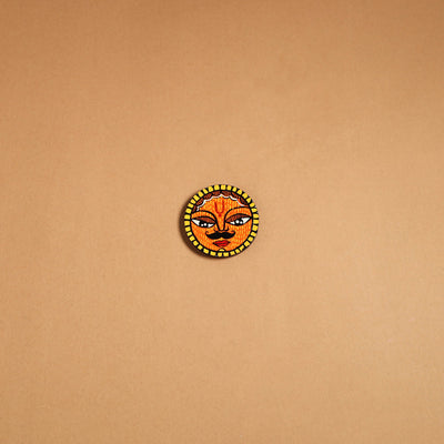 Orange - madhubani handpainted wooden fridge magnet 31