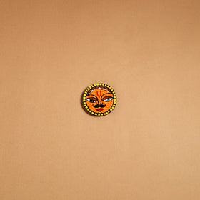 Orange - madhubani handpainted wooden fridge magnet 31