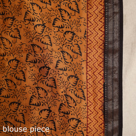 Orange - maheshwari silk natural dyed bagh saree with zari