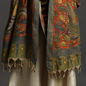 Orange - mangalagiri cotton handpainted pen work kalamkari