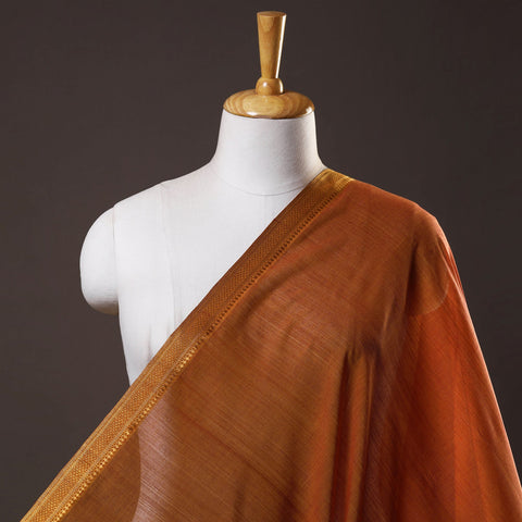 Orange Mangalagiri Cotton Fabric with Zari Border 