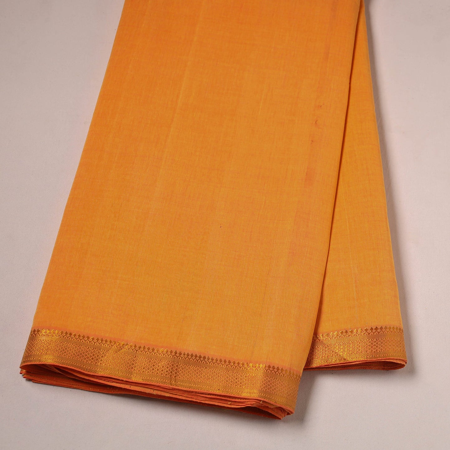Orange Mangalagiri Cotton Fabric with Zari Border 
