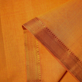 Orange Mangalagiri Cotton Fabric with Zari Border 