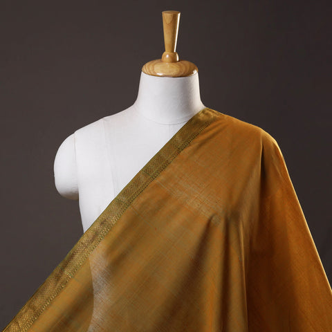 Orange Mangalagiri Cotton Fabric with Zari Border
