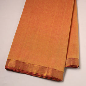 Orange Mangalagiri Cotton Fabric with Zari Border 