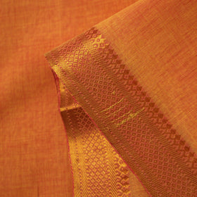 Orange Mangalagiri Cotton Fabric with Zari Border 