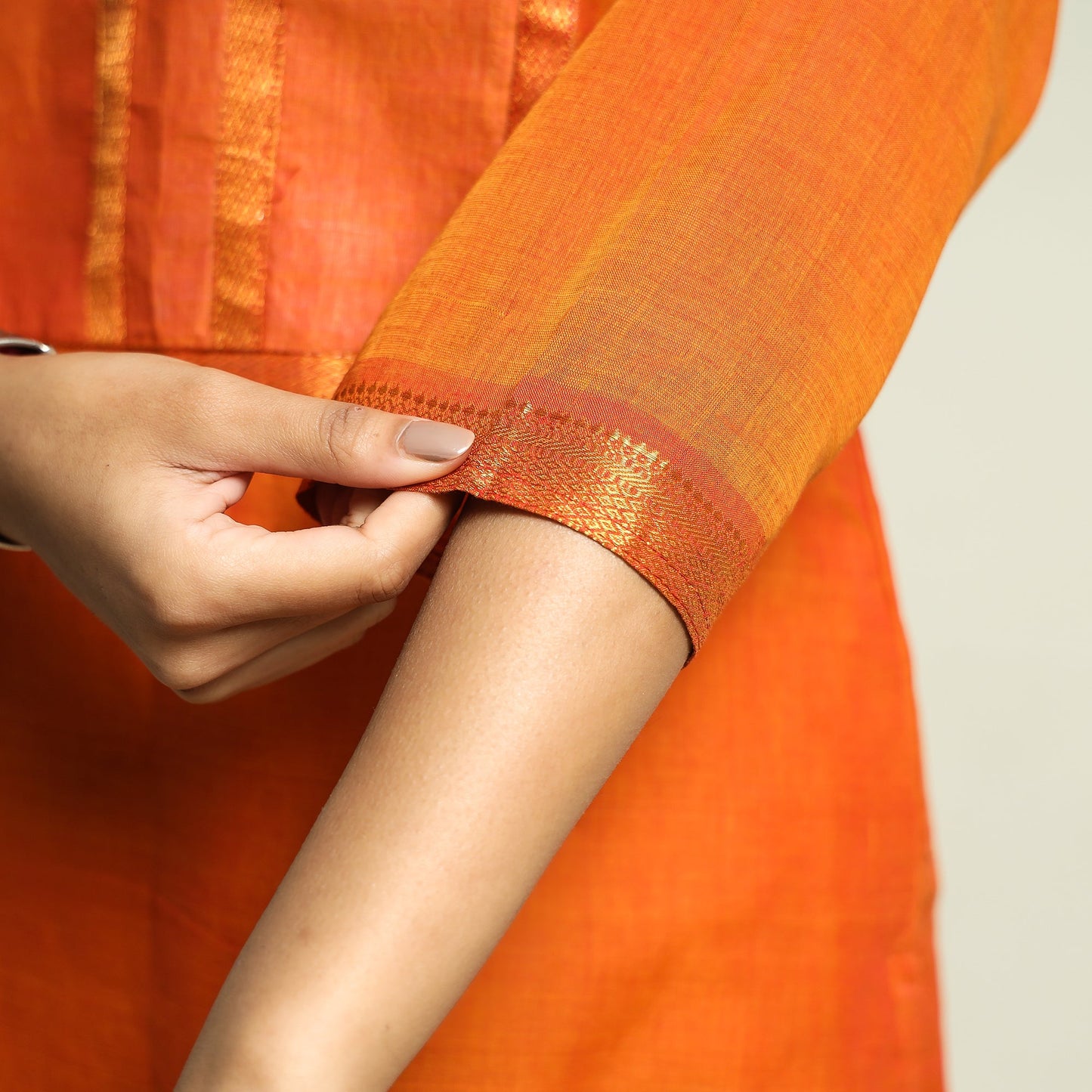 Orange - mangalagiri handloom cotton straight kurta