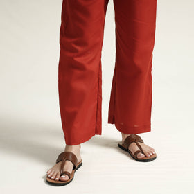 Orange - Mangalagiri Block Printed Cotton Kurta with Palazzo Set