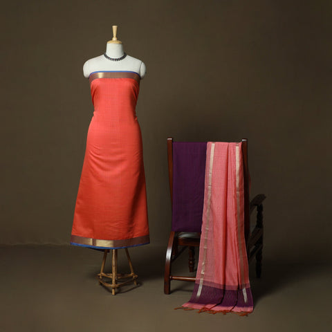 Mangalagiri silk cotton 3pc unstitched dress material