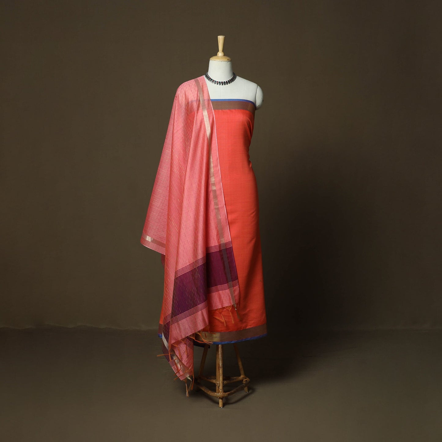 Mangalagiri silk cotton 3pc unstitched dress material