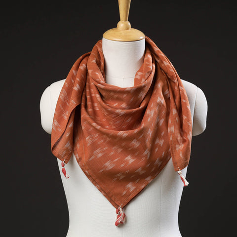 Orange Maniabandha Ikat Handloom Cotton Scarf 